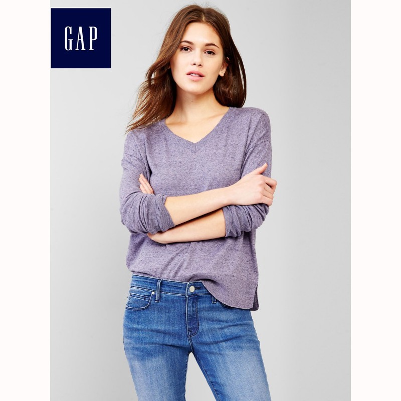 纯色v领精细针织毛衣|女装224737 紫色 165/84a(s)【图片 价格 品牌