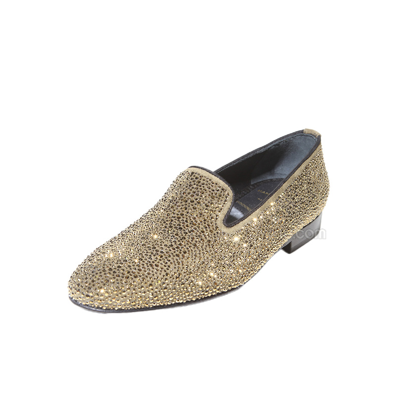 louis leeman 男士真皮镶珠休闲鞋ll199vlr olive 金色 43