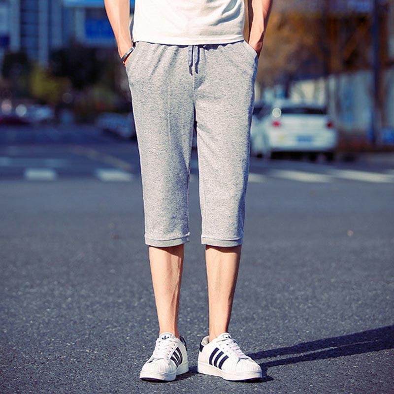 莱派蒂 夏季韩版修身马裤休闲裤男士小脚七分裤男中裤青少年休闲短裤b