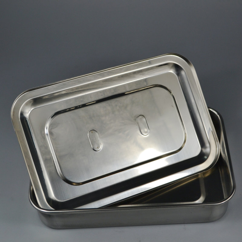 医院不锈钢消毒盘 器械盘 有孔带盖方盘 高温消毒器皿 器械盒托盘 201