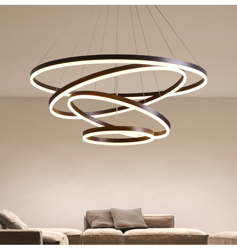 客厅吊灯现代简约吊灯led餐厅三头圆形创意个性卧室书房灯具 单圈60cm