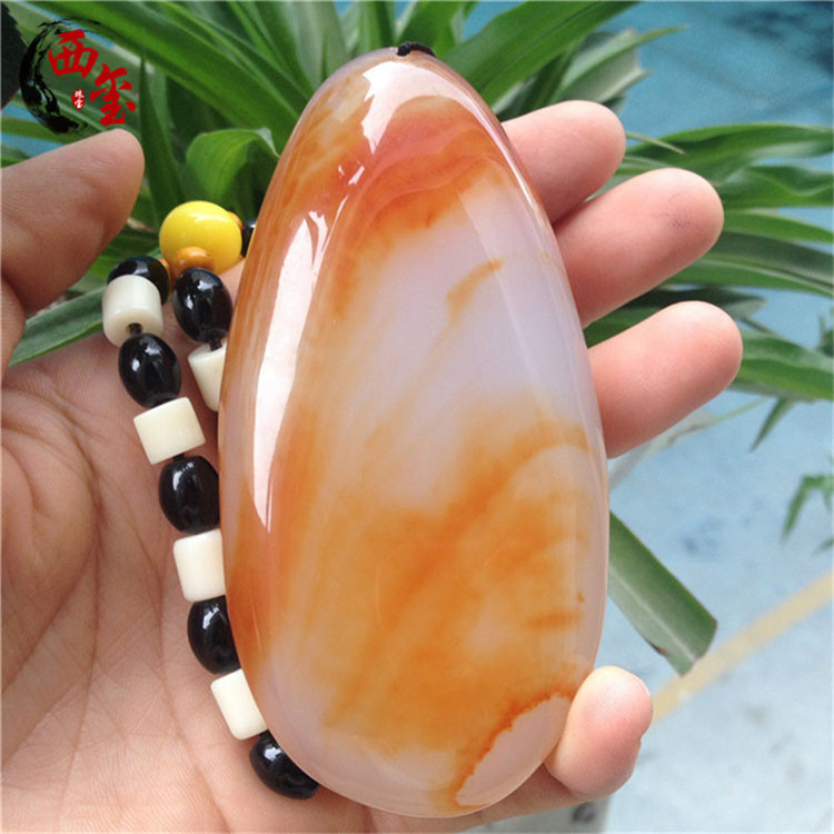 西玺 天然玛瑙原石玉石手把件把玩件玉髓文玩石头摆件 款四