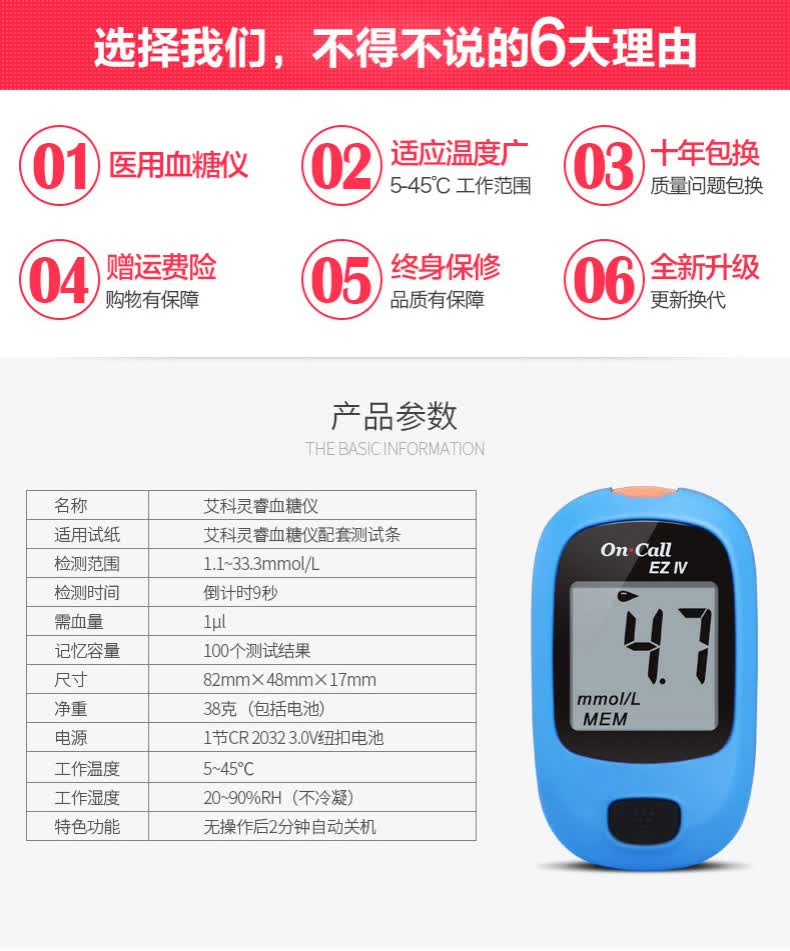 艾科灵睿2血糖仪升级版家用血糖测试仪试纸孕妇血糖试纸血糖检测仪器
