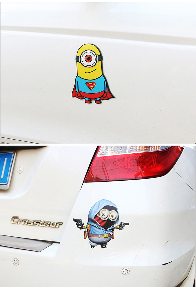 lma洛玛汽车贴纸遮划痕3d立体车贴 保险杠车身划痕遮挡个性车贴小黄人