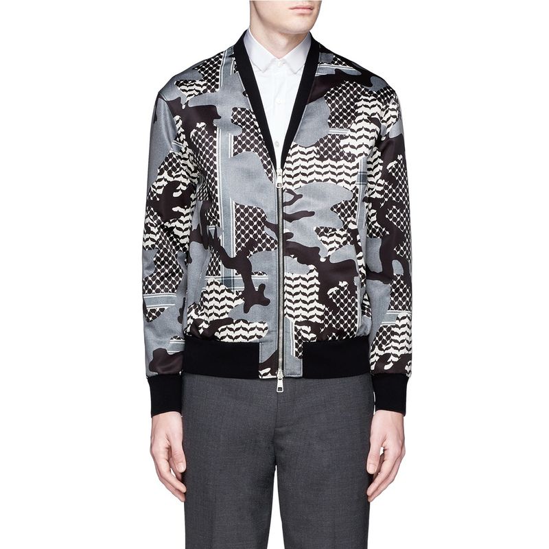 尼奥·贝奈特(neil barrett)男装 迷彩花纹缎面棒球外套 单色 中码(m)