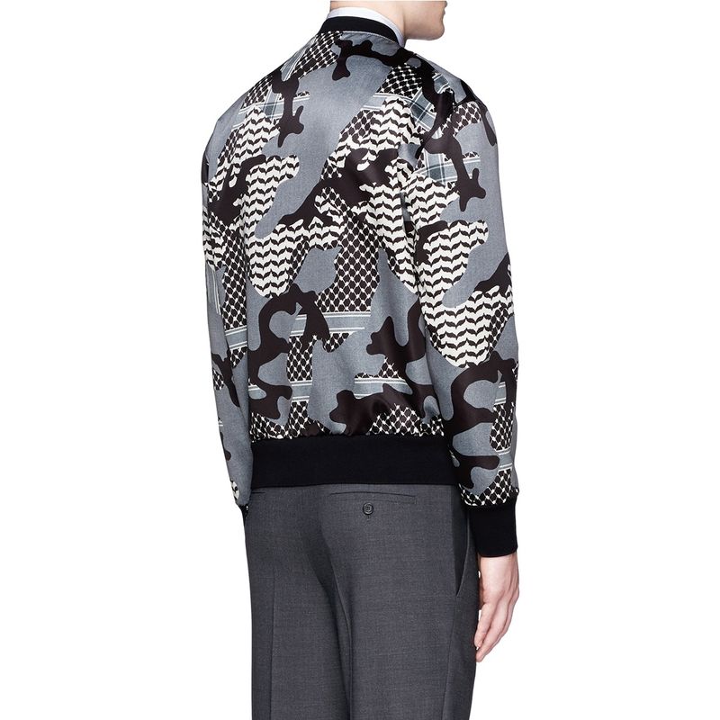 尼奥·贝奈特(neil barrett)男装 迷彩花纹缎面棒球外套 单色 中码(m)