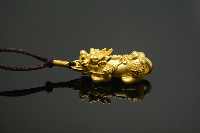 绳奇 黄金转运珠貔貅手链男士999足金皮丘3d硬金黑红绳手串本命年