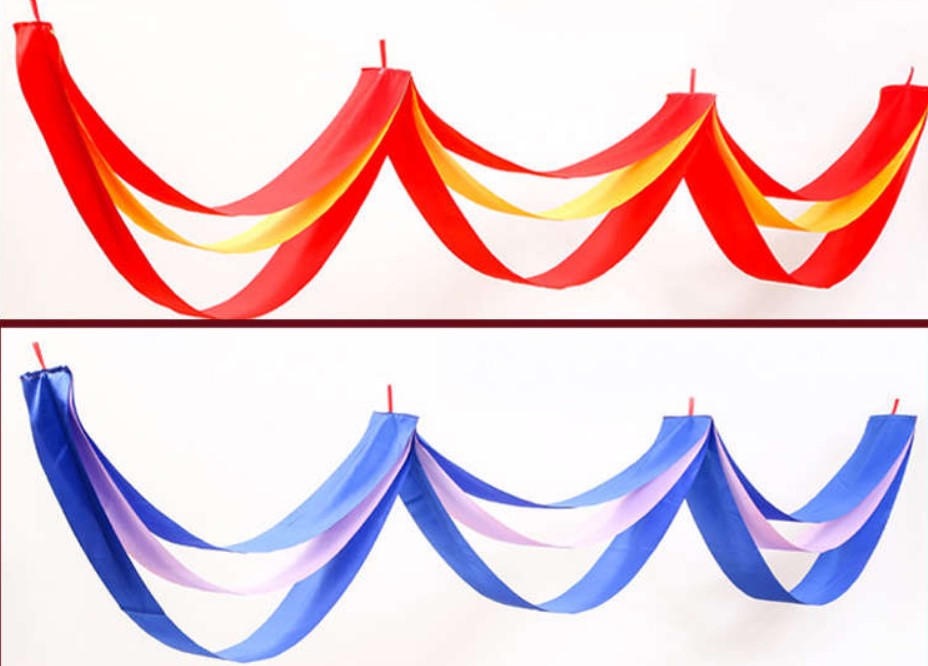 欧槿蔓中秋国庆节商场布置波浪旗彩带开业装饰拉花花球店铺装饰彩旗