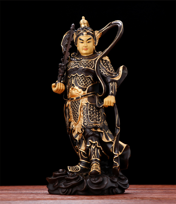 盛凡纯铜描金佛教护法描金伽蓝菩萨尊26厘米高