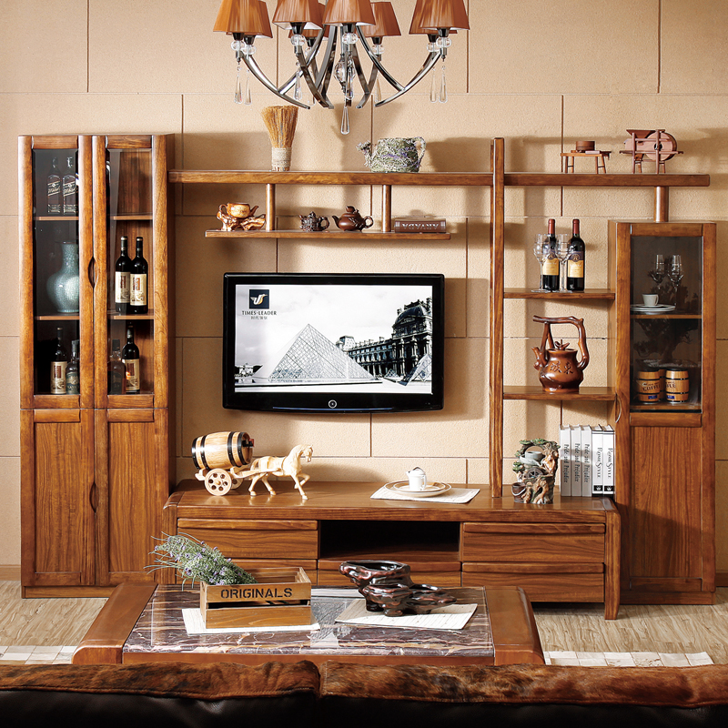 苏汀小镇 现代新中式电视柜 仿古酒柜实木 壁挂电视柜组合厅柜 组合