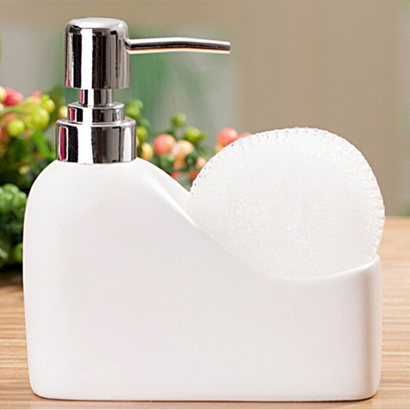 普润 陶瓷卫浴洗手液瓶洗漱用品 创意洗发露家居卫浴洗手液瓶白色