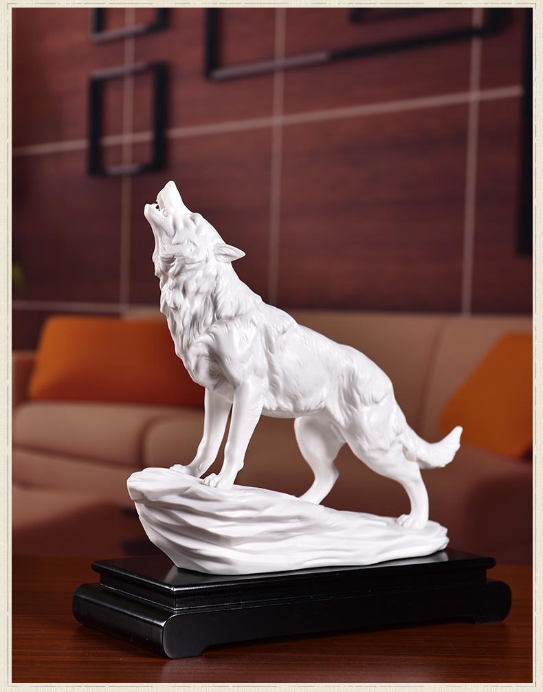 东方泥土 陶瓷狼摆件 商务礼品办公室桌面装饰/英雄浩歌 接受底座刻字