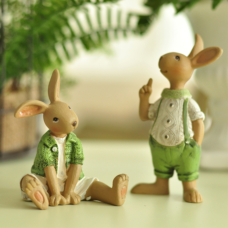 米子家居 可爱兔子树脂动物摆件结婚生日礼物 潘塔纳尔创意兔子摆设