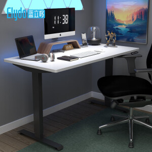 ELYDO 蓝立哆 电动升降桌 双电机站立式工作台 H2黑色桌腿+苏丹象牙白色桌面 1.2*0.6m桌板 主图