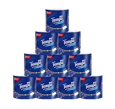 得宝tempo卷纸4层160g10卷有芯卷筒卫生纸纸巾天然无香柔韧升级