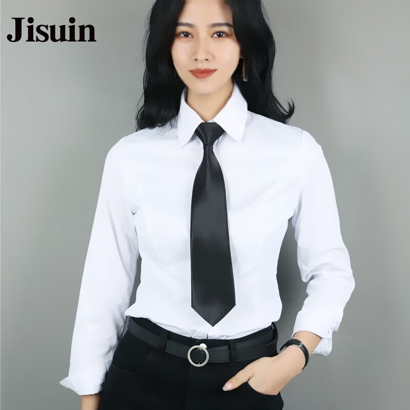 jisuin 新款女士领带正装商务免打结时尚宽8cm懒人一拉得拉链领带女