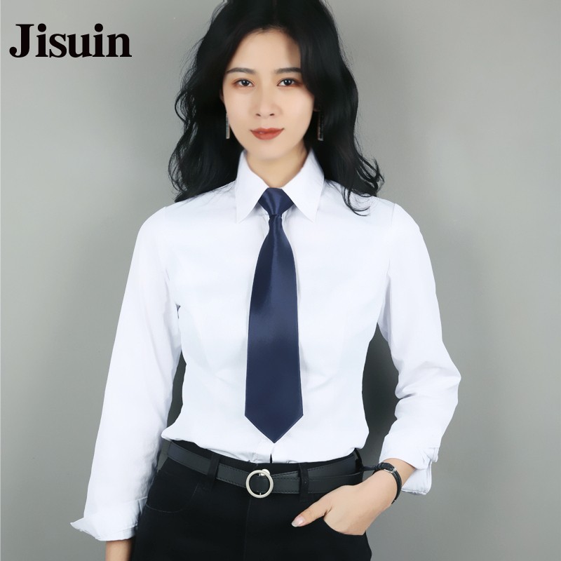 jisuin新款女士领带正装商务免打结时尚8cm宽版懒人一拉得拉链领带女