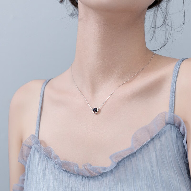 缔晶925银项链女转运珠潮小众锁骨链吊坠ins气质简约森系韩版学生定
