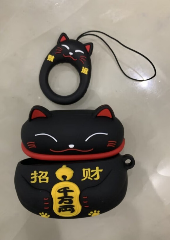 【二件9折】airpods保护套1/2/3代pro苹果蓝牙耳机套 无线防摔防丢 Airpods pro 黑色招财猫（送挂绳）怎么样，好用吗，口碑，心得，评价，试,第3张