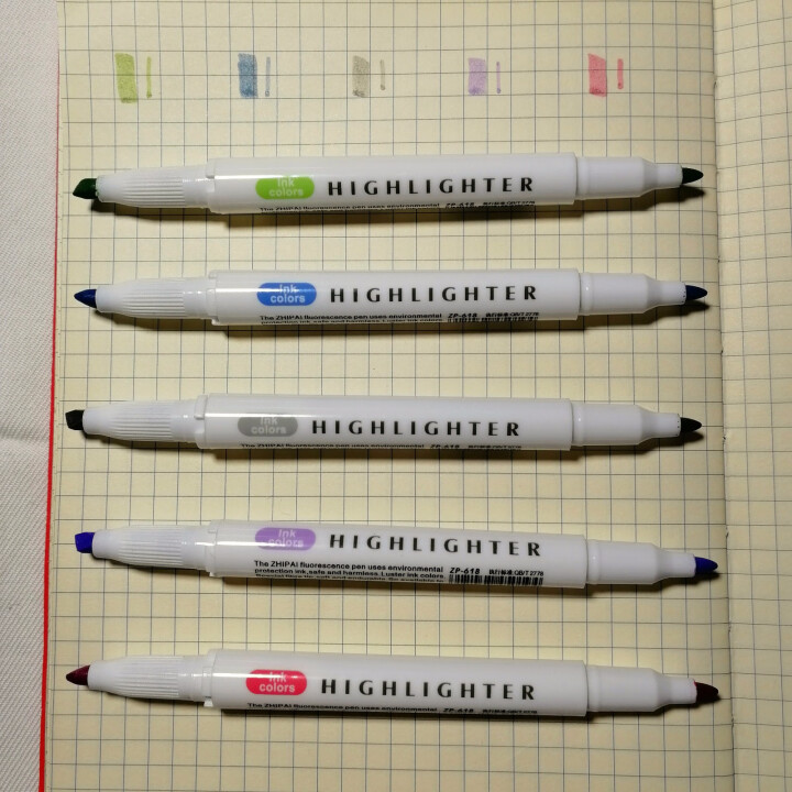 【5支】智牌荧光笔淡色系列双头标记笔小清新柔和学生彩色柔和记号做笔记的银光笔粗划糖果色套装ZP618 淡雅色,第4张