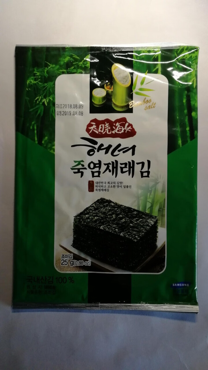 韩国进口 天晓海女海苔 儿童辅食拌饭海苔脆片休闲零食大片装25g 竹盐味怎么样，好用吗，口碑，心得，评价，试用报告,第3张