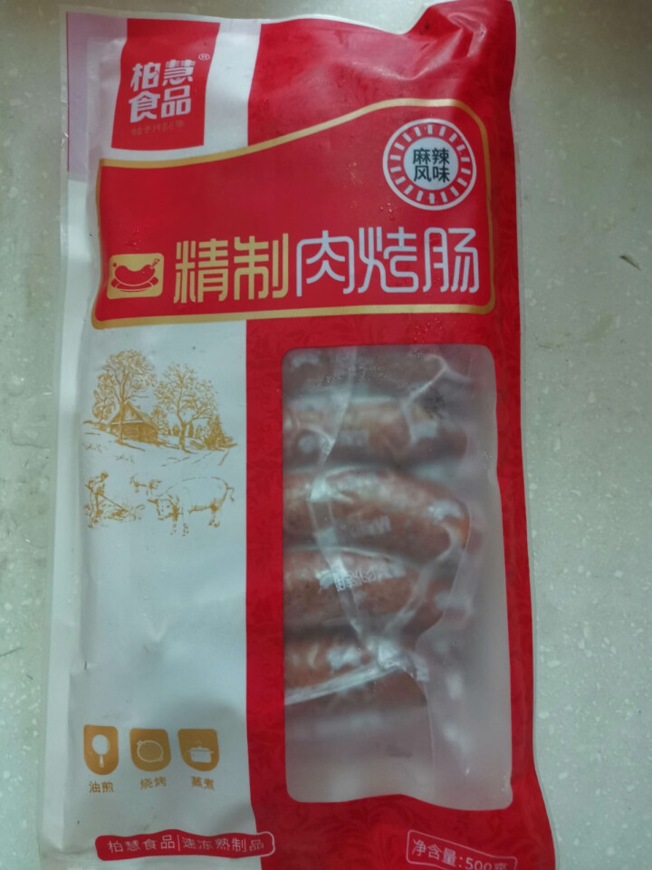 柏慧食品 火山石精制肉烤肠（麻辣味）500g/袋 纯肉 热狗肠 早餐肠 地道肠怎么样，好用吗，口碑，心得，评价，试用报告,第2张