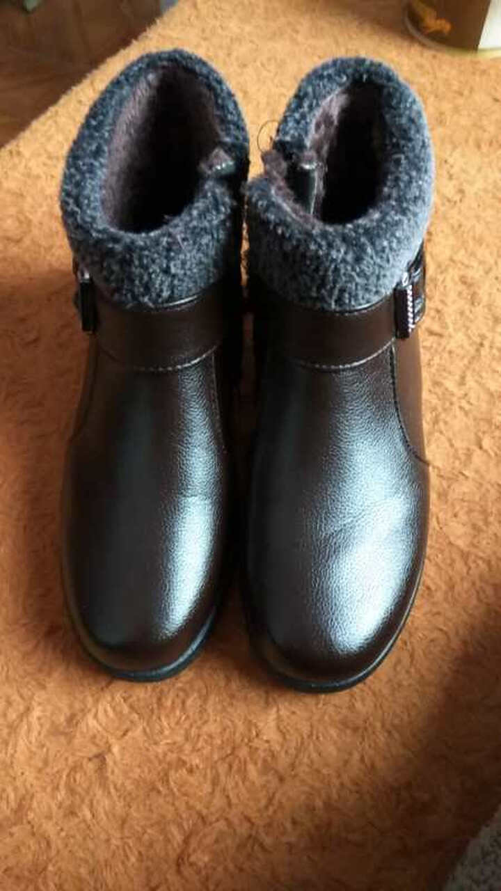 老人鞋女冬季棉鞋子防滑保暖加绒羊毛鞋妈妈中老年鞋旗舰店新品 棕色