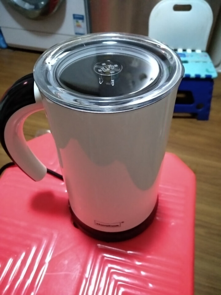 Momscook 电动牛奶打泡器DIY咖啡家用电动奶泡机搅拌打沫器 奶泡机白色KN,第5张