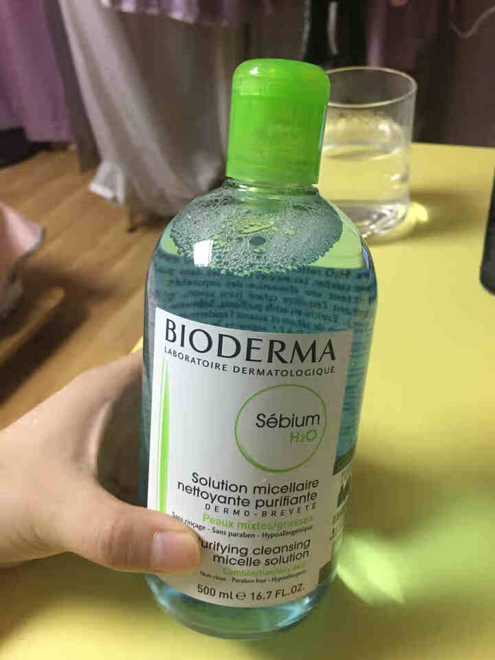 法国贝德玛（BIODERMA）净妍控油洁肤液500ml（卸妆水 深层清洁 绿水 控油补水 改善毛孔痘痘 原装进口）怎么样，好用吗，口碑，心得，评价，试用报告,第3张