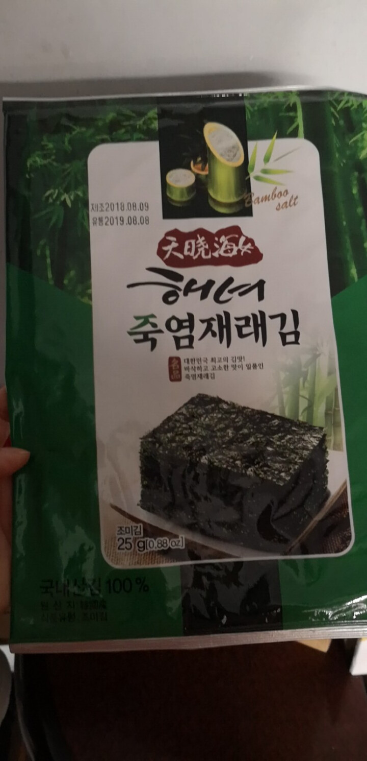 韩国进口 天晓海女海苔 儿童辅食拌饭海苔脆片休闲零食大片装25g 竹盐味怎么样，好用吗，口碑，心得，评价，试用报告,第2张