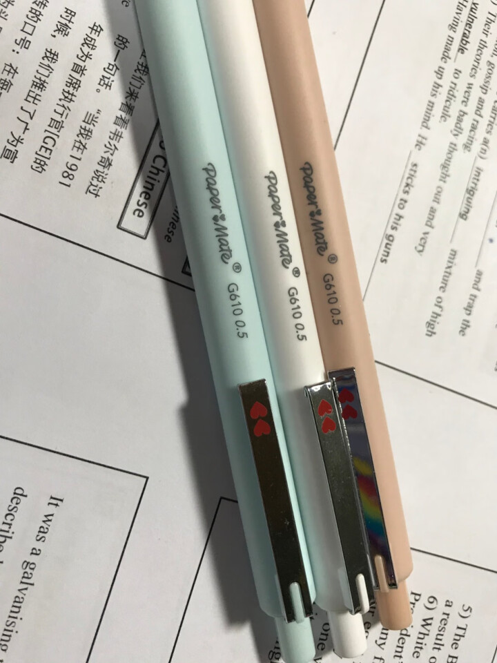 缤乐美（papermate）心心笔系列 马卡龙中性笔G610  黑蓝红色0.5mm3支装怎么样，好用吗，口碑，心得，评价，试用报告,第3张