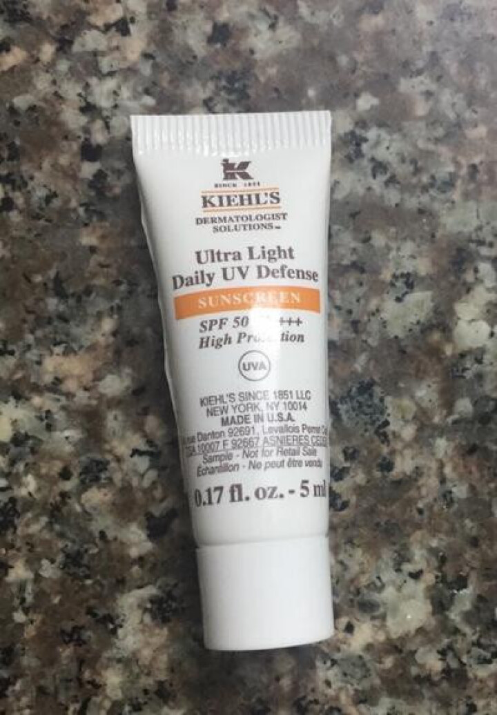 KIEHL'S科颜氏防晒霜清爽隔离乳液面部身体全波段物理防晒乳霜男女60mlSPF50PA++++ 旅行装5ml一支橙色款怎么样，好用吗，口碑，心得，评价，试用,第4张