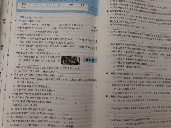 2020新版53全优卷六年级上册试卷语文数学英语人教版北师版 小学6年级同步训练练习册五三单元测试卷 语文人教版怎么样，好用吗，口碑，心得，评价，试用报告,第4张