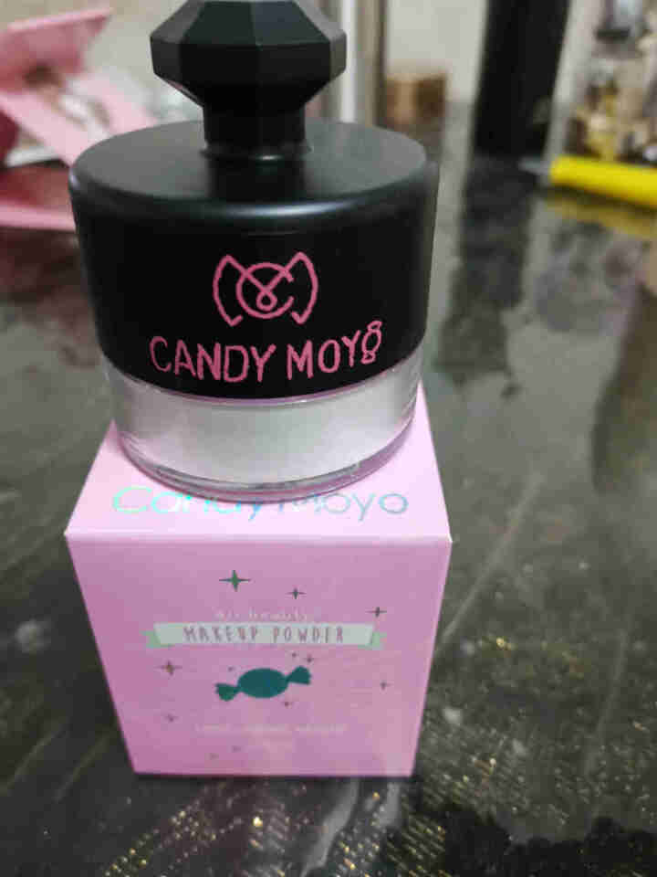 【四色散粉】Candy Moyo四宫格定妆粉饼散粉持久24小时定妆控油轻薄如雾隐毛孔不浮粉晚安粉蜜粉 轻氧柔光空气蜜粉（透明色）怎么样，好用吗，口碑，心得，评价,第4张