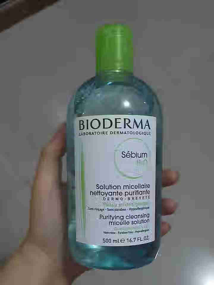 法国贝德玛（BIODERMA）净妍控油洁肤液500ml（卸妆水 深层清洁 绿水 控油补水 改善毛孔痘痘 原装进口）怎么样，好用吗，口碑，心得，评价，试用报告,第2张