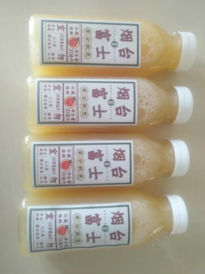 如果100苹果汁100%果汁烟台富士鲜榨果蔬汁饮料 烟台富士300ml*4瓶装怎么样，好用吗，口碑，心得，评价，试用报告,第3张