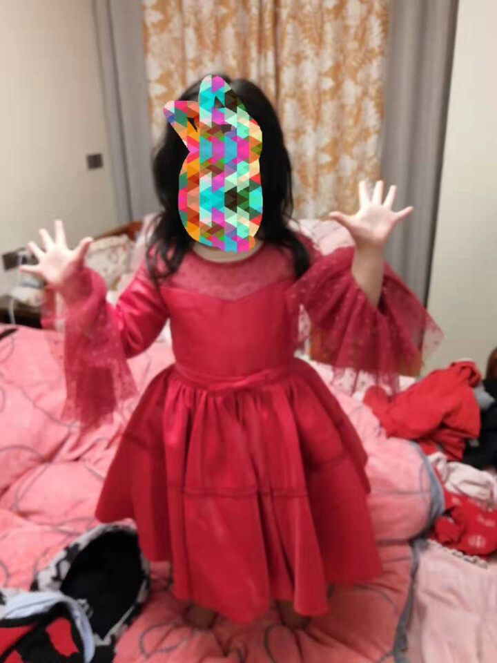 女童生日公主裙儿童走秀晚礼服花童婚纱裙小主持人钢琴演出服秋冬 酒红色 100cm怎么样，好用吗，口碑，心得，评价，试用报告,第4张