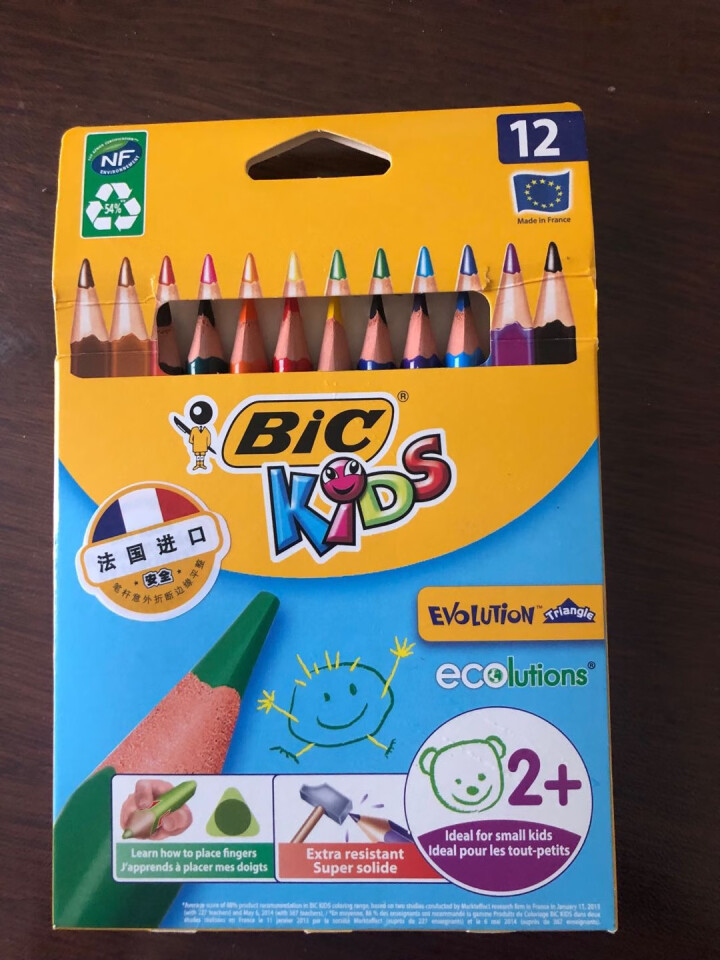 BIC Kids 比克儿童Evolution环保无木粗杆彩色铅笔（12色）进口文具儿童绘画彩色多色铅笔怎么样，好用吗，口碑，心得，评价，试用报告,第2张