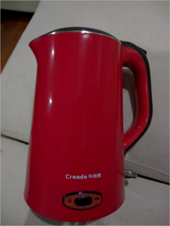 科瑞德（Creade）保温电水壶食品级304烧水壶家用大容量1.5L电热水壶双层防烫开水壶 中国红,第3张