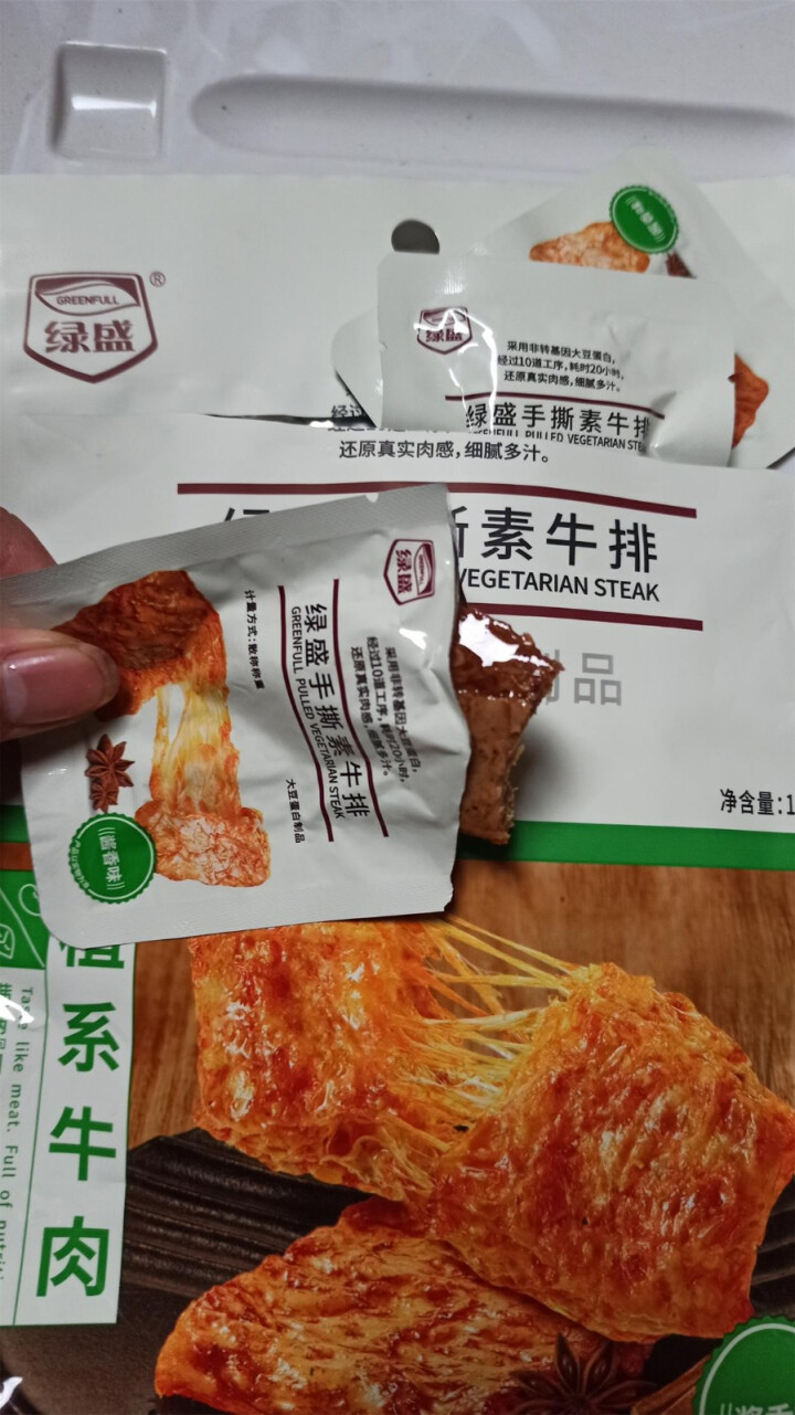 绿盛手撕102g素牛排素肉豆干素牛肉素食食品香辣条儿时怀旧小零食 酱香102g怎么样，好用吗，口碑，心得，评价，试用报告,第4张