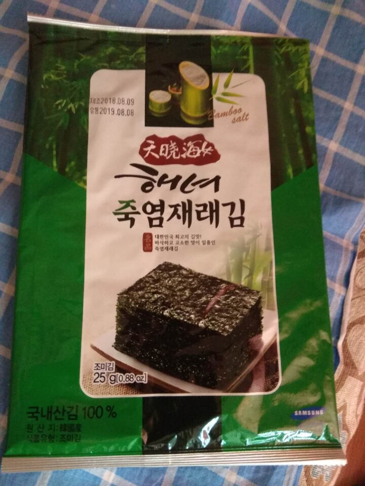 韩国进口 天晓海女海苔 儿童辅食拌饭海苔脆片休闲零食大片装25g 竹盐味怎么样，好用吗，口碑，心得，评价，试用报告,第2张