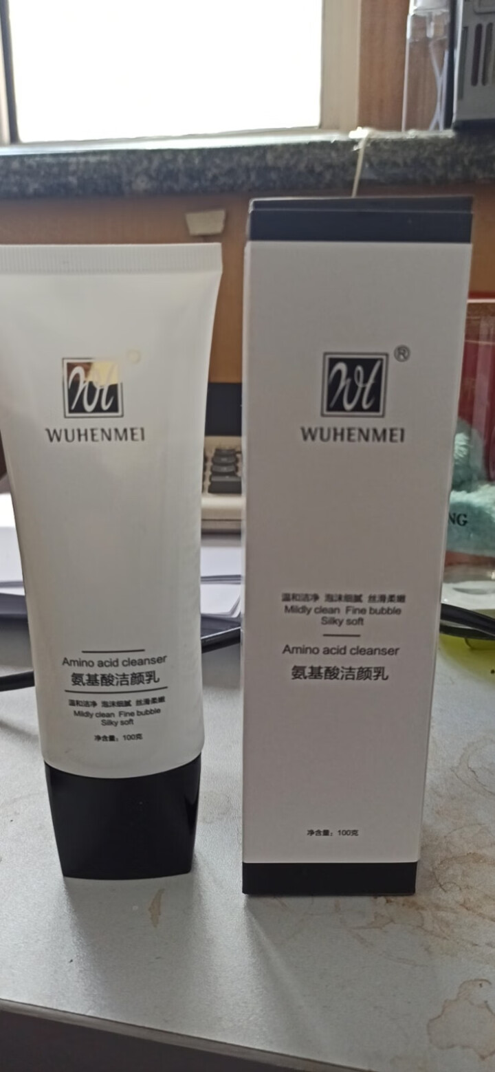 WUHENMEI 氨基酸洁面乳深层清洁除螨控油祛痘除角质洗面奶温和清爽不紧绷洗面奶 100g,第4张