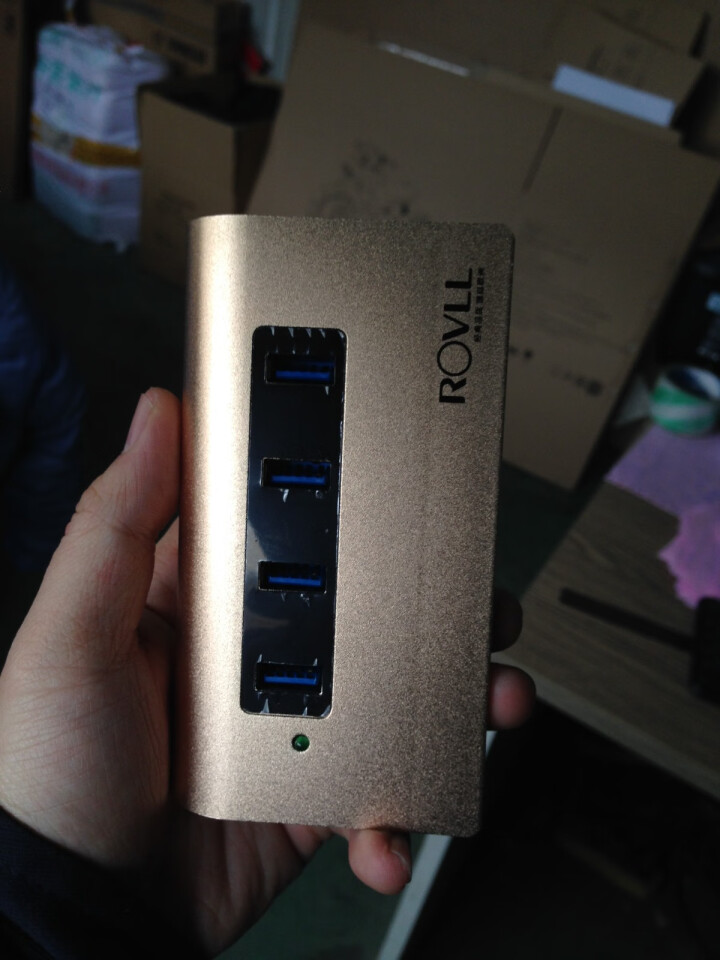 罗孚（ROVLL） usb分线器3.0 高速扩展HUB集线器多接口扩展转换器带电源 【金色 含电源】4口 USB3.0怎么样，好用吗，口碑，心得，评价，试用报告,第5张