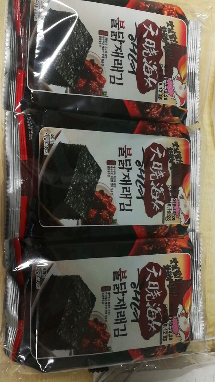 韩国进口 天晓海女海苔 儿童即食休闲零食海苔脆片12g 火鸡款4g*3包(黑色)怎么样，好用吗，口碑，心得，评价，试用报告,第2张