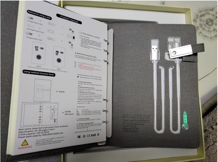 高档商务多功能移动电源无线充电宝带U盘笔记本定制公司办公文具A5活页笔记本子礼品定制印logo 无线充8千毫安+无优盘  灰色怎么样，好用吗，口碑，心得，评价，,第4张