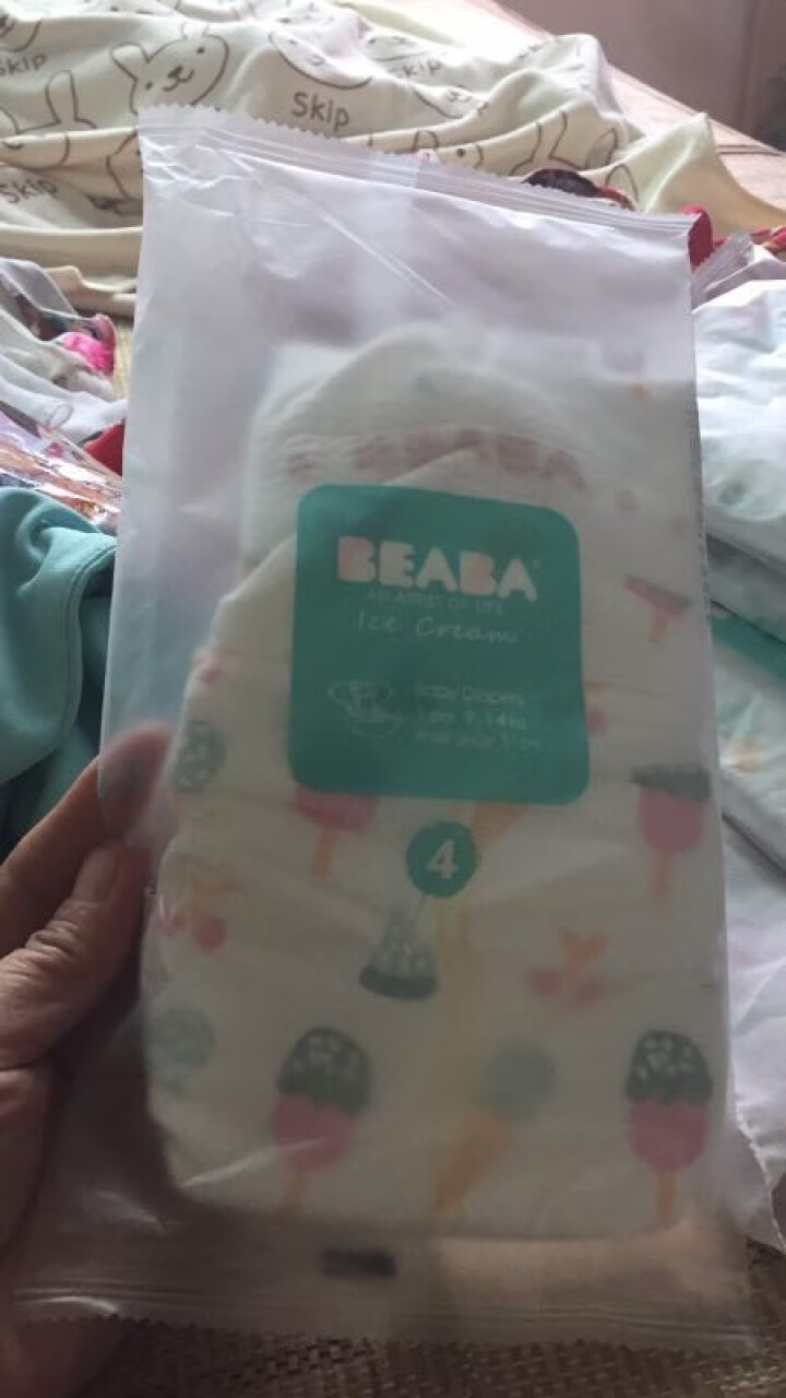 碧芭（BEABA） beaba 冰淇淋系列婴儿超柔超薄纸尿裤 超薄 尿不湿0.2cm宝宝透气纸尿片 试用装5片装S,第4张