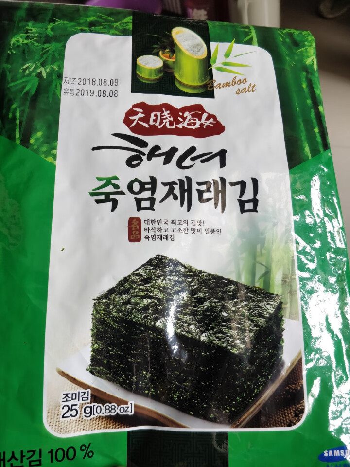 韩国进口 天晓海女海苔 儿童辅食拌饭海苔脆片休闲零食大片装25g 竹盐味怎么样，好用吗，口碑，心得，评价，试用报告,第3张