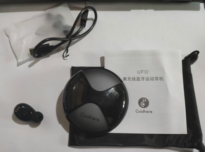 COOLHERE 蓝牙耳机 UFO迷你型无线智能降噪防水运动耳机双耳立体声TWS无线耳机 黑色怎么样，好用吗，口碑，心得，评价，试用报告,第2张