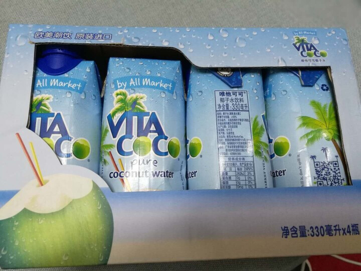 唯他可可（Vita Coco）天然椰子水进口NFC果汁饮料330ml*4瓶怎么样，好用吗，口碑，心得，评价，试用报告,第2张