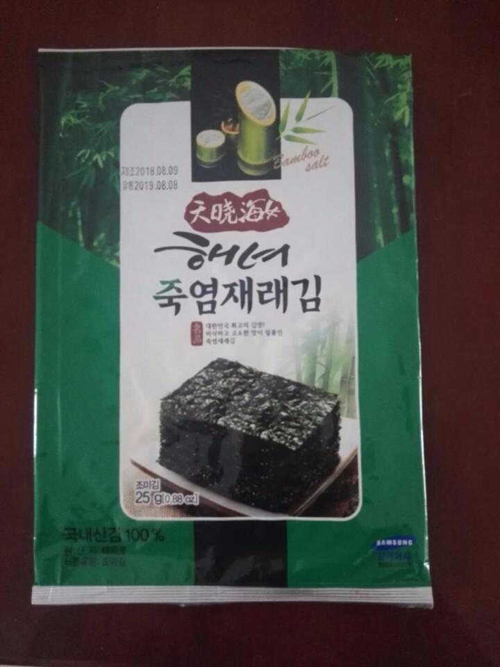 韩国进口 天晓海女海苔 儿童辅食拌饭海苔脆片休闲零食大片装25g 竹盐味怎么样，好用吗，口碑，心得，评价，试用报告,第3张